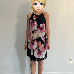 Floral Black and Pink Kids Dress